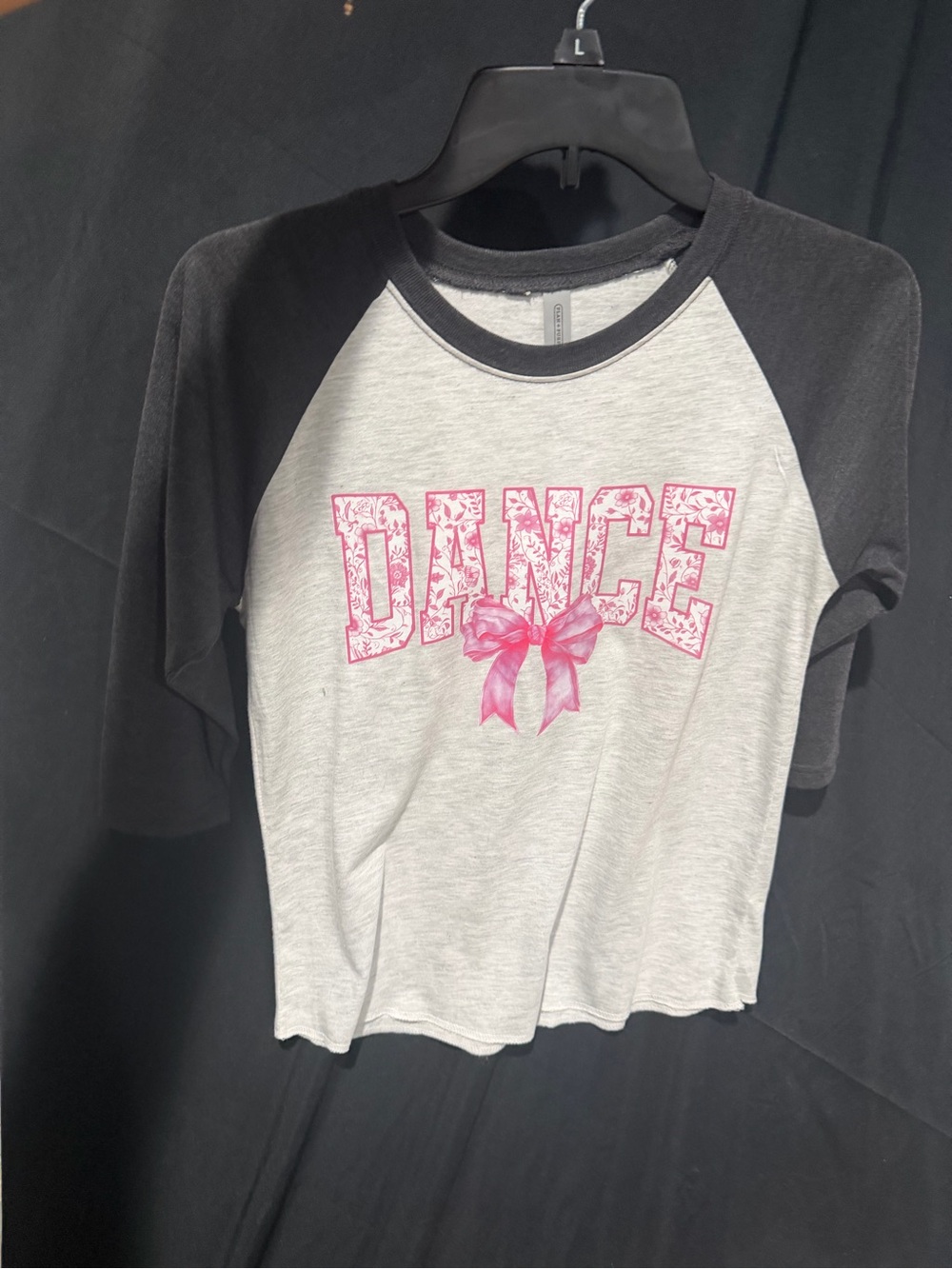 Girls' 'Dance' Raglan Long Sleeve Tee - Black & Light Gray